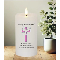 Personalised Cross with Dove Christening Candle,