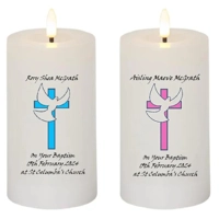 Personalised Cross with Dove Christening Candle,