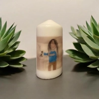 Candle with Child's Drawing