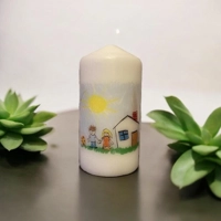 Candle with Child's Drawing