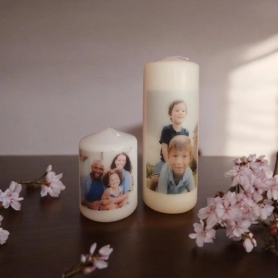 Photo Candle with Custom Text
