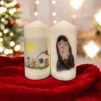Candle with Child's Drawing