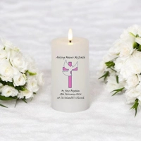 Personalised Cross with Dove Christening Candle,
