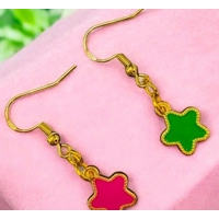 Pink and Green Star Earrings