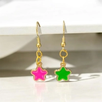 Pink and Green Star Earrings