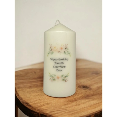 Personalised Floral Wreath Birthday Candle