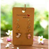 Gold Rabbit and Carrot Earrings