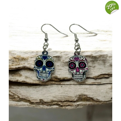 Colourful skull earrings