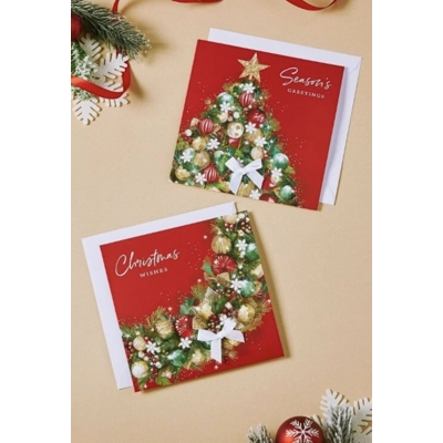 Christmas Tree and Wreath Cards - 10 Pack