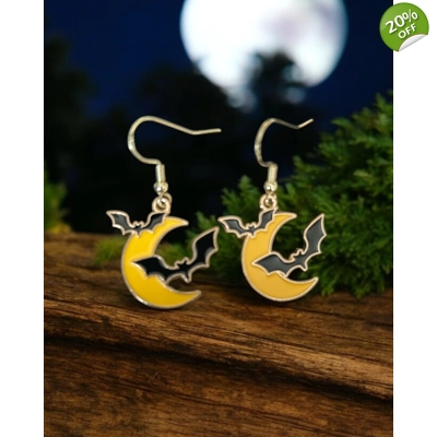 Bat Over the Moon Earrings