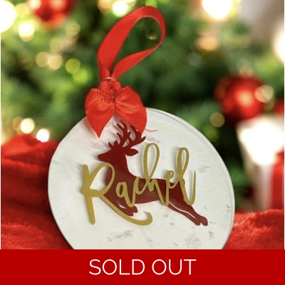 Personalised Christmas Bauble with Name – Acrylic Stag Orn..