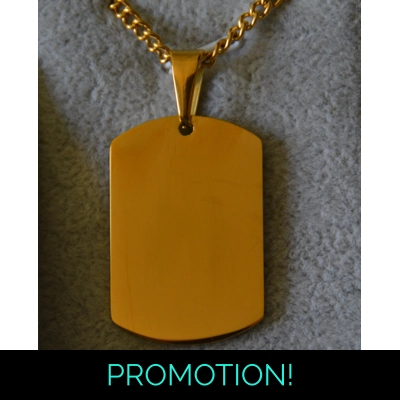 gold colour dog tag