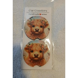 Highland Cows Car Coasters