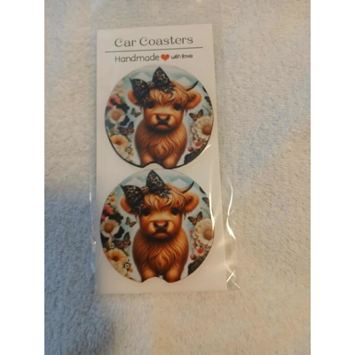 Highland Cow Car Coaster