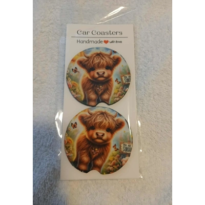 Highland Cow Car Coasters