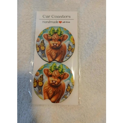 Highland Cow Car Coaster
