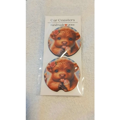 Highland Cow Car Coasters