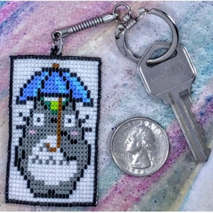 Totoro with Umbrella Tile Keychain
