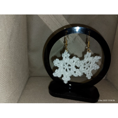 Hand-Crocheted Snowflake Earrings