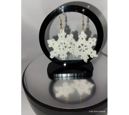 Hand-Crocheted Snowflake Earrings