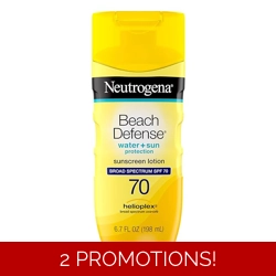 Neutrogena Sunscreen Lotion Beach Defense SPF 70, Face & Body Sunscreen, Broad..