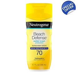 Neutrogena Sunscreen Lotion Beach Defense SPF 70, Face & Body Sunscreen, Broad..