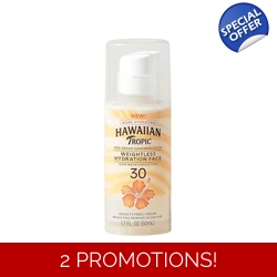 Hawaiian Tropic Weightless Hydration Face Sunscreen SPF 30, 1.7oz | Travel Siz..
