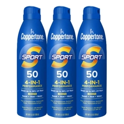 Coppertone Sport Sunscreen Spray SPF 50, Pack of 3, 5.5 Oz Bottles | Sweat, He..