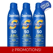 Coppertone Sport Sunscreen Spray SPF 50, Pack of 3, 5.5 Oz Bottles | Sweat, Heat and Water Resistant