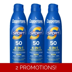 Coppertone Sport Sunscreen Spray SPF 50, Pack of 3, 5.5 Oz Bottles | Sweat, He..