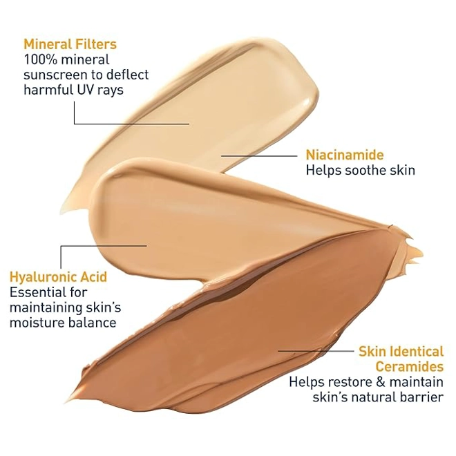 Additional Image for CeraVe Hydrating Mineral Sunscreen SPF 30 with Sheer Tint, Medium | Tinted Mineral Sunscreen with Zi