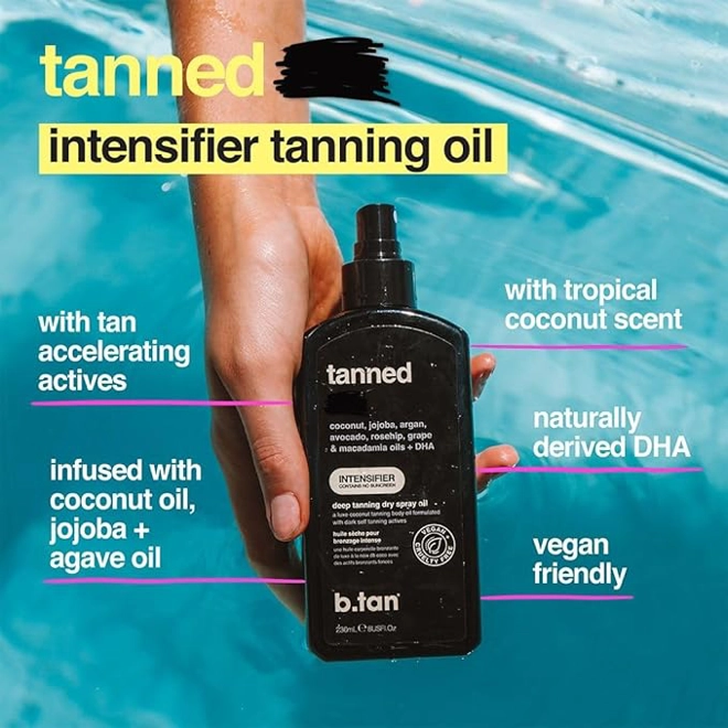 Additional Image for b.tan Best Tanning Oil | Get Tanned Intensifier Dry Spray - Fast, Dark Outdoor Sun Tan From Tan Acce