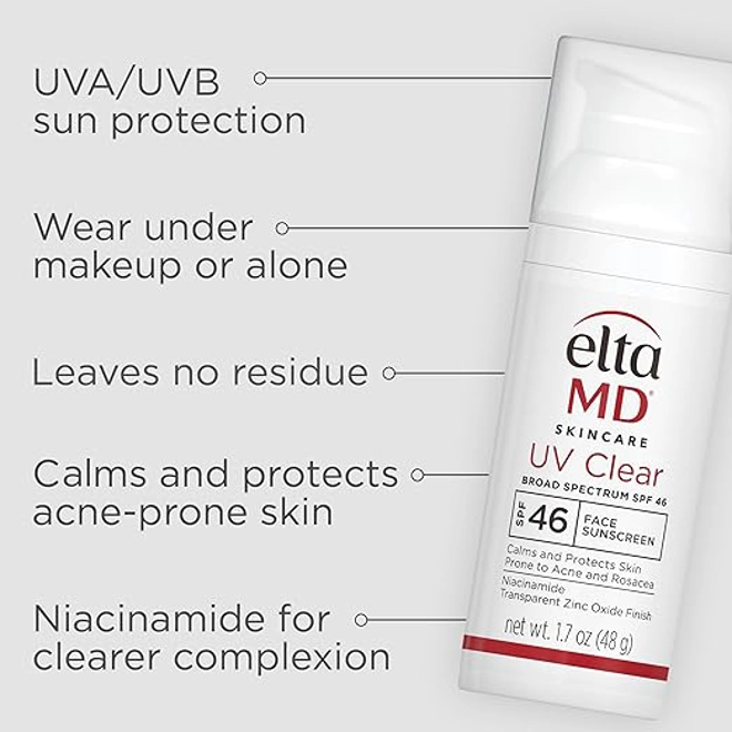 Additional Image for EltaMD UV Clear Face Sunscreen SPF 46, Oil-Free Sunscreen with Zinc Oxide, Dermatologist Recommended