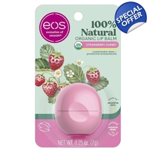 eos 100% Natural & Organic Lip Balm- Strawberry Sorbet, All-Day Moisture, Dermatologist Recommended