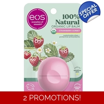 eos 100% Natural & Organic Lip Balm- Strawberry Sorbet, All-Day Moisture, Dermatologist Recommended