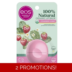 eos 100% Natural & Organic Lip Balm- Strawberry Sorbet, All-Day Moisture, Derm..