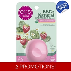 eos 100% Natural & Organic Lip Balm- Strawberry Sorbet, All-Day Moisture, Derm..