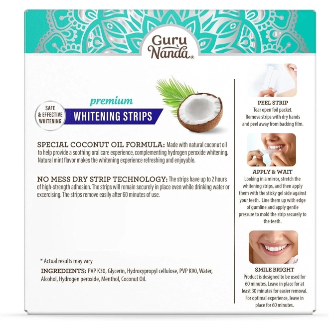 Additional Image for GuruNanda Teeth Whitening Strips - 16-Day Treatment with Non-Slip, Dry Strip Technology - Whitening