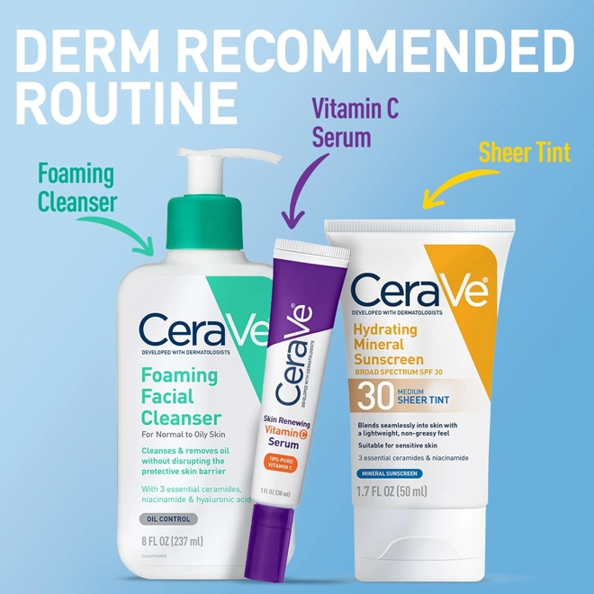 Additional Image for CeraVe Hydrating Mineral Sunscreen SPF 30 with Sheer Tint, Medium | Tinted Mineral Sunscreen with Zi