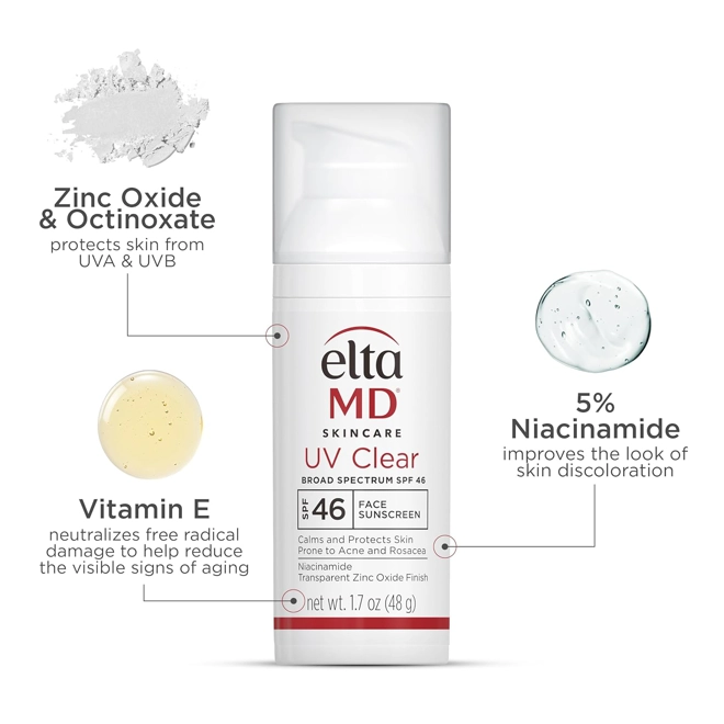 Additional Image for EltaMD UV Clear Face Sunscreen SPF 46, Oil-Free Sunscreen with Zinc Oxide, Dermatologist Recommended