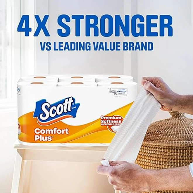 Additional Image for Scott ComfortPlus Toilet Paper, 12 Double Rolls, 231 Sheets per Roll, Septic-Safe, 1-Ply Toilet Tiss
