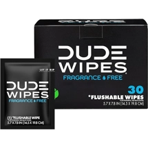 DUDE Wipes On-The-Go Flushable Wipes - 1 Pack, 30 Count - Unscented Extra-Large Individually Wrapped