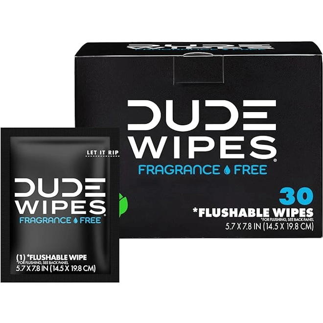 product Image for DUDE Wipes On-The-Go Flushable Wipes - 1 Pack, 30 Count - Unscented Extra-Large Individually Wrapped