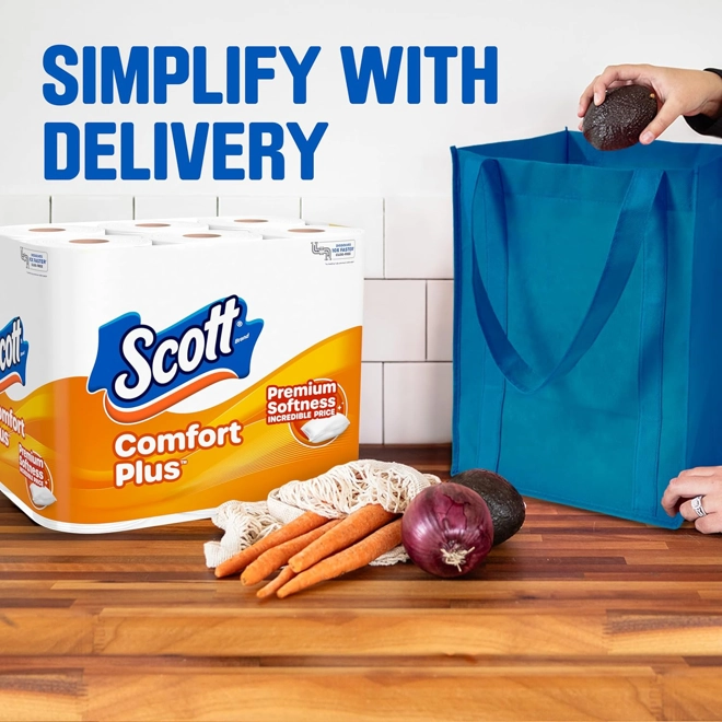 Additional Image for Scott ComfortPlus Toilet Paper, 12 Double Rolls, 231 Sheets per Roll, Septic-Safe, 1-Ply Toilet Tiss
