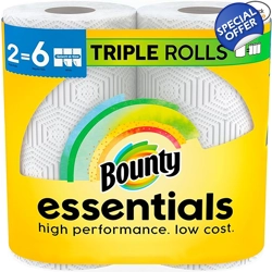 Bounty Essentials Select-A-Size Paper Towels, White, 2 Triple Rolls = 6 Regula..