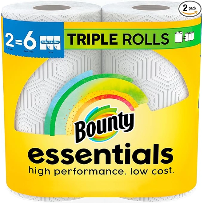 Additional Image for Bounty Essentials Select-A-Size Paper Towels, White, 2 Triple Rolls = 6 Regular Rolls