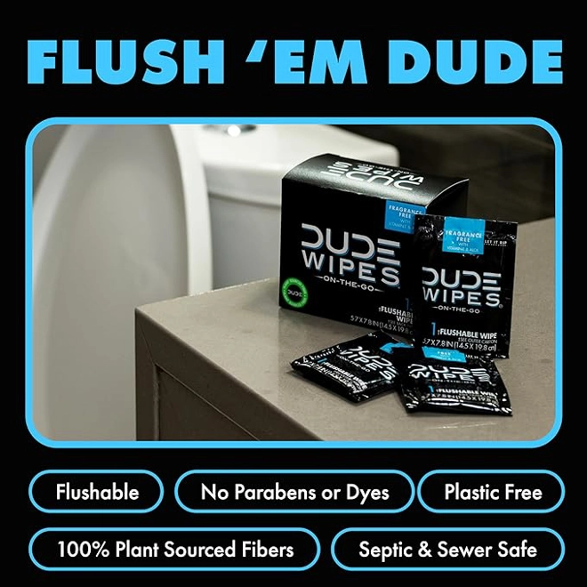 Additional Image for DUDE Wipes On-The-Go Flushable Wipes - 1 Pack, 30 Count - Unscented Extra-Large Individually Wrapped