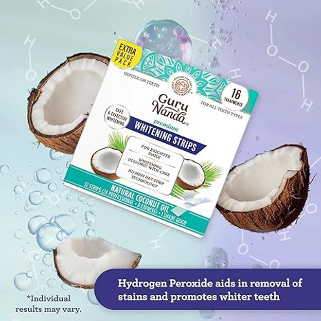 Additional Image for GuruNanda Teeth Whitening Strips - 16-Day Treatment with Non-Slip, Dry Strip Technology - Whitening