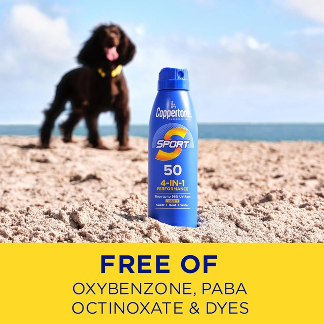 Additional Image for Coppertone Sport Sunscreen Spray SPF 50, Pack of 3, 5.5 Oz Bottles | Sweat, Heat and Water Resistant