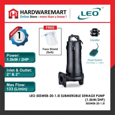 LEO 50SWE8-20-1.5L SUBMERSIBLE SEWAGE PUMP PAM AIR KUMBAHA.. LEO 50SWE8-20-1.5L SUBMERSIBLE SEWAGE PUMP PAM AIR KUMBAHA..